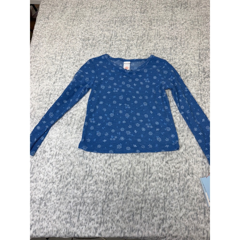 Cat & Jack Girls Blue Waffle Knit Floral Snowflake Pajama Top Size M 8 NWT